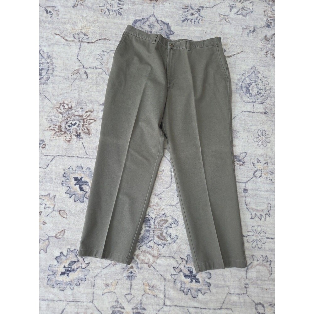 #304 Haggar black label Pants Men 38x29 Brown Chino Casual Zip Fly 100% Cotton